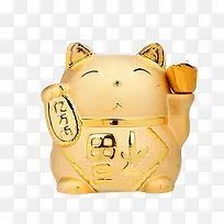 手举元宝金色招财猫