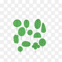 矢量绿色简笔抽象小树林