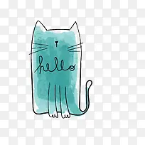 蓝色小猫的猫咪手绘