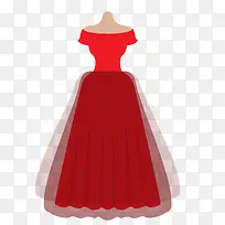 红色蒙纱扁平裙子