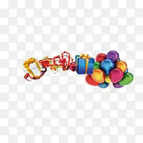五颜六色的节日装饰气球和礼物盒