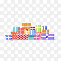 一堆彩色礼品盒矢量图