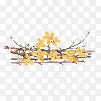 水彩藤条黄色小花装饰