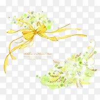 黄色蝴蝶结丝带与花朵