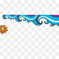 蓝色浪花太阳矢量图