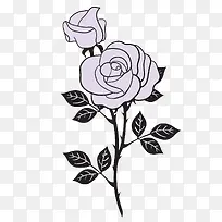 手绘紫色玫瑰花设计素材