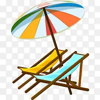 手绘矢量彩色沙滩椅