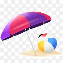 夏日海边沙滩遮阳伞