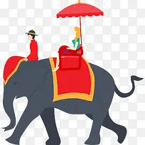 手绘卡通泰国旅游元素骑大象