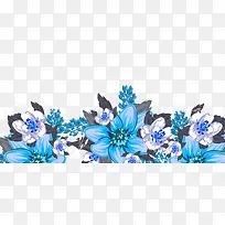 蓝色水彩鲜花底部背景