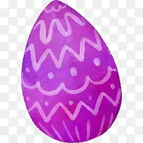水彩手绘复活节紫色花纹彩蛋兔子