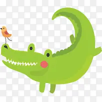 可爱卡通绿色鳄鱼