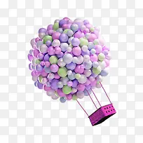 紫色气球热气球装饰图案