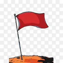 红色火星地面旗子