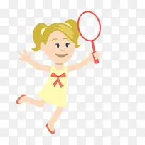 扁平化打羽毛球的女孩设计