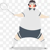 打羽毛球的肥胖男人