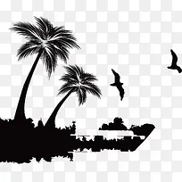 椰子树和海鸥