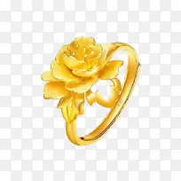 牡丹花装饰黄金戒指