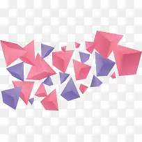 粉紫色漂浮立体几何