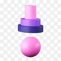 卡通紫色圆柱体和圆球png