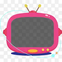 卡通粉色电视机图标