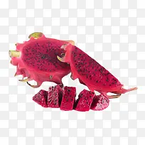 红色果实被切碎的火龙果实物