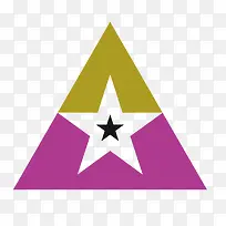 矢量紫色五角星镂空三角图案