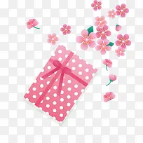 手绘清新粉色礼盒花朵矢量素材