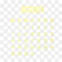 黄色2019年10月日历