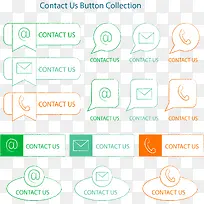 15款手绘联系我们按钮矢量素材