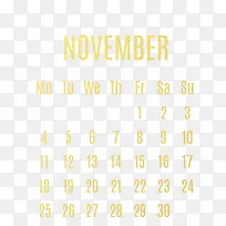 黄色2019年11月日历