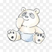 卡通水彩熊猫宝宝免抠素材
