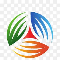 变形叶子组合圆形logo设计