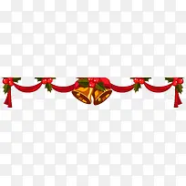 圣诞红色铃铛彩带边框装饰