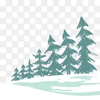 冬季雪地松树矢量图