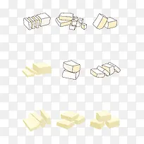 素描豆腐卡通黄豆腐矢量图形