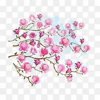 中国风粉色水彩桃花