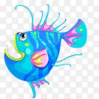 蓝色的鱼类花纹动物设计