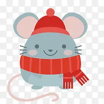 红色围巾可爱老鼠