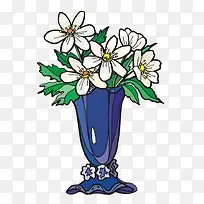 蓝色花瓣植物插画免扣素材