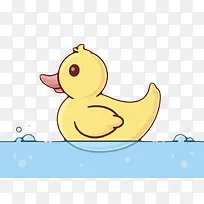淡黄色玩具在游泳的橡胶鸭卡通
