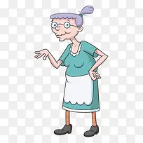 手绘戴眼镜的老婆婆免抠