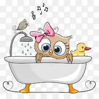 洗澡的猫头鹰