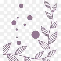 紫色浪漫线描叶子背景