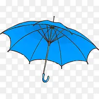手绘卡通蓝色雨伞图