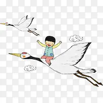 飞翔的大雁和小男孩