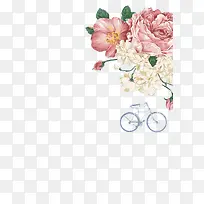 鲜花自行车粉色书刊封面素材