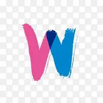撞色效果字母W免抠素材