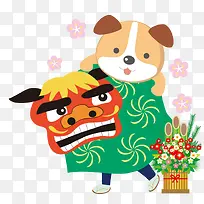 卡通手绘可爱的小狗