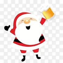 圣诞老人喝啤酒免抠素材